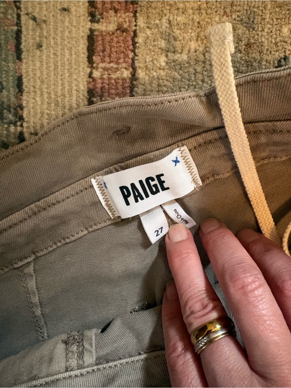 PAIGE Wide Leg Drawstring Pants in Taupe - Picture 5 of 9